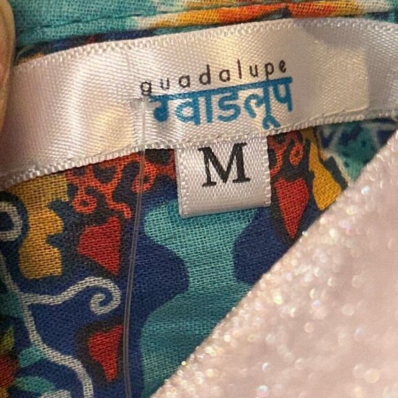 Guadalupe Size M Monaco Midi Dress Turquoise Bohemian Coastal Mediterranean NWT - Picture 11 of 14